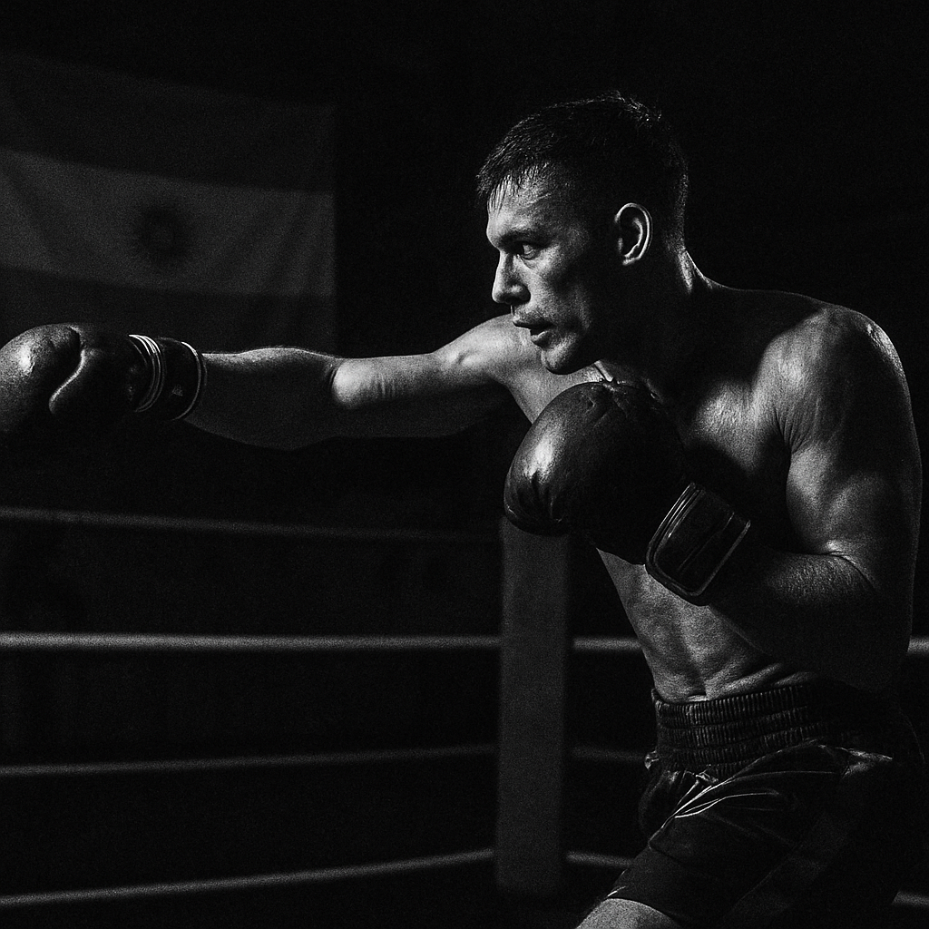 Boxeador argentino en acción